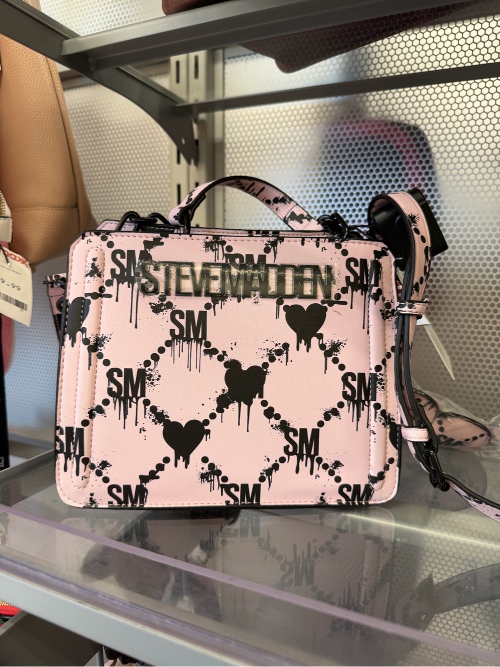 Steve Madden Pink Bleeding Heart Bevln Halloween Print Box Crossbody Bag - Picture 2 of 4